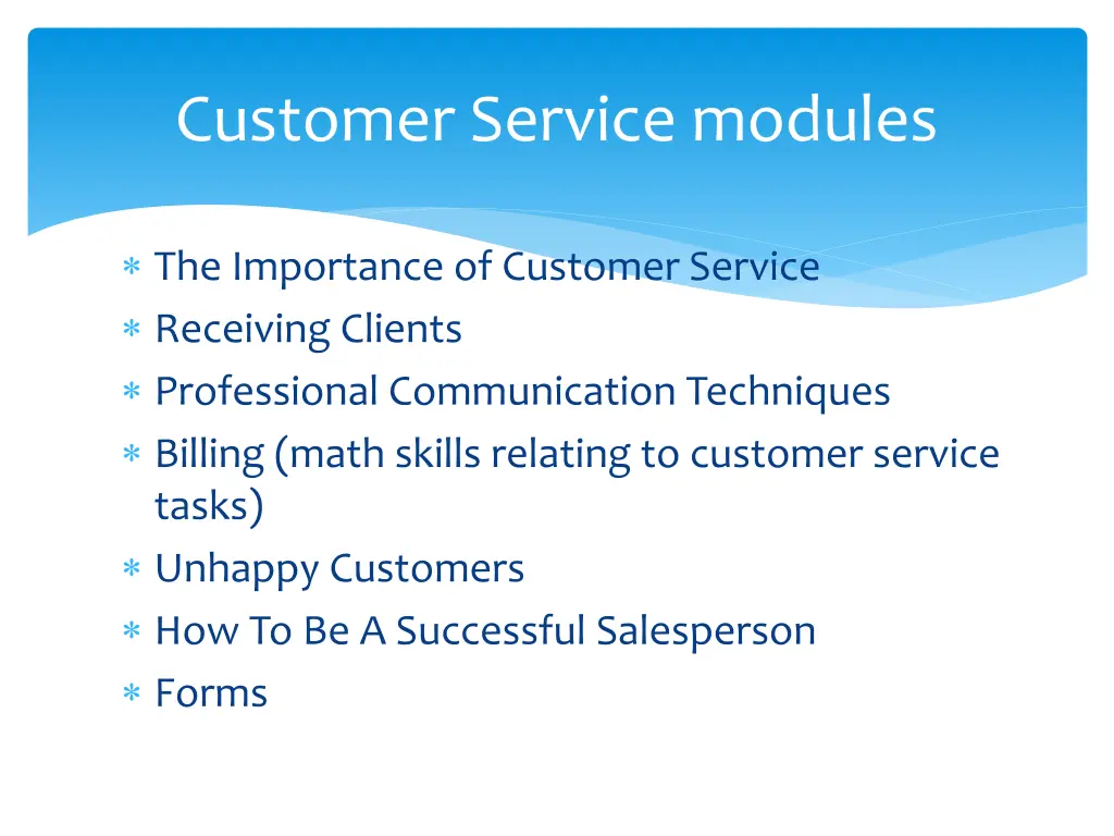 customer service modules