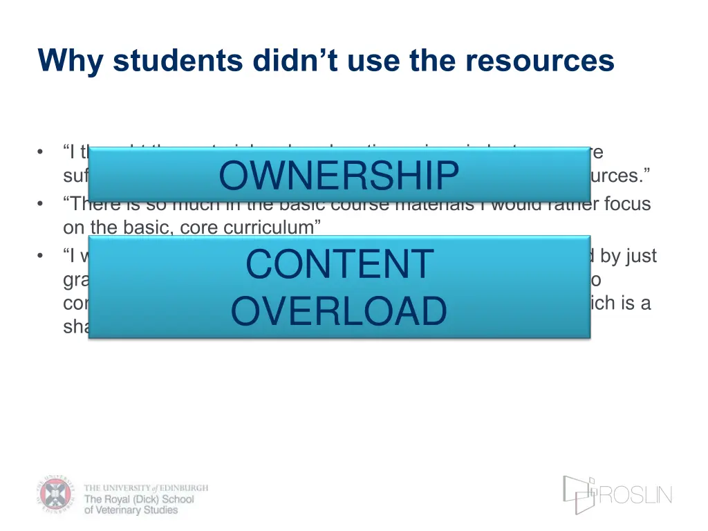 why students didn t use the resources