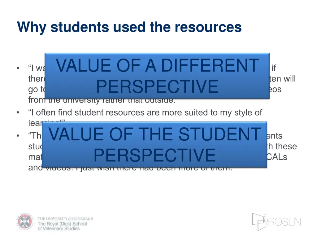 why students used the resources