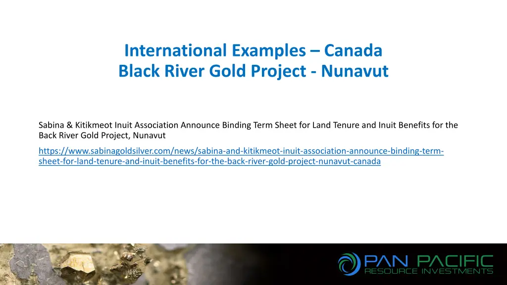 international examples canada black river gold