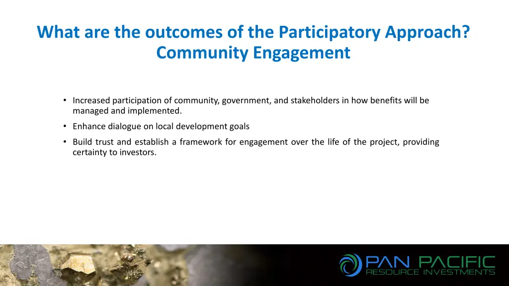 what are the outcomes of the participatory 1