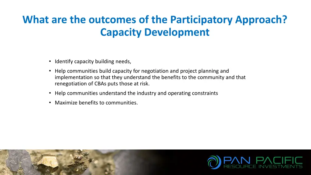 what are the outcomes of the participatory 2