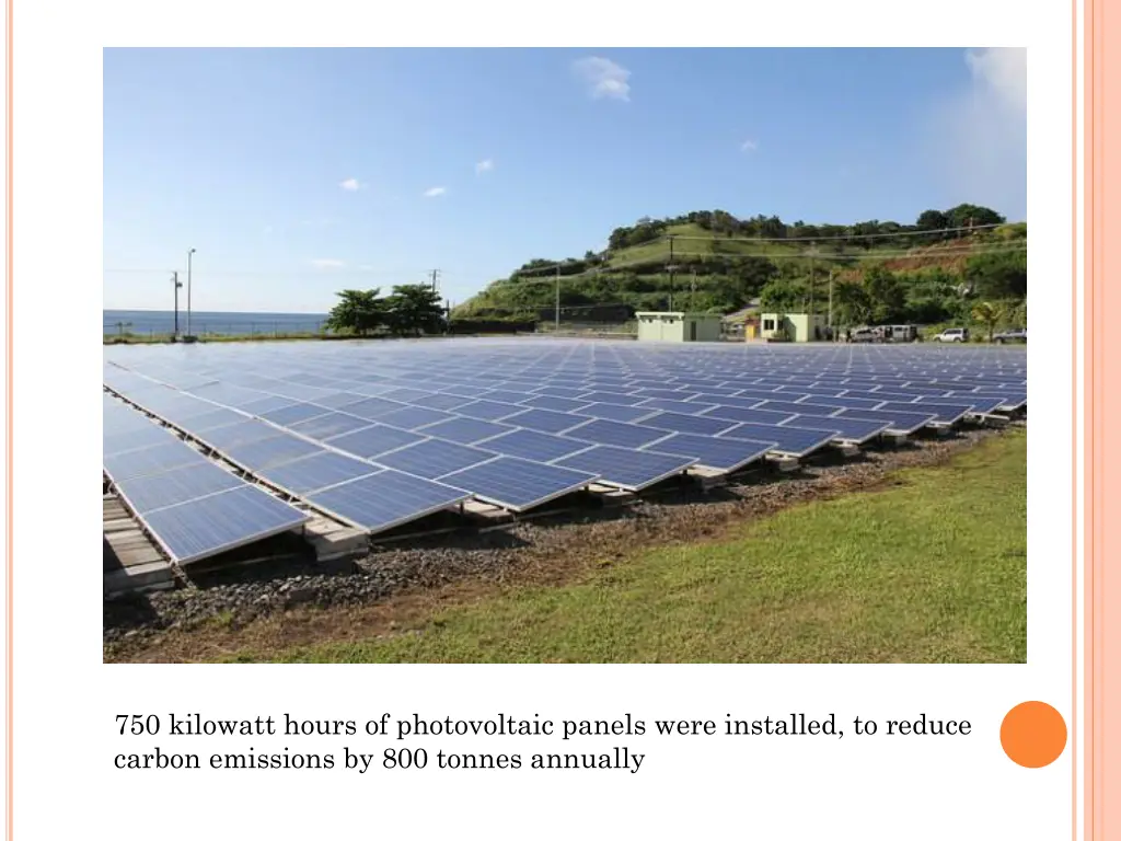 750 kilowatt hours of photovoltaic panels were