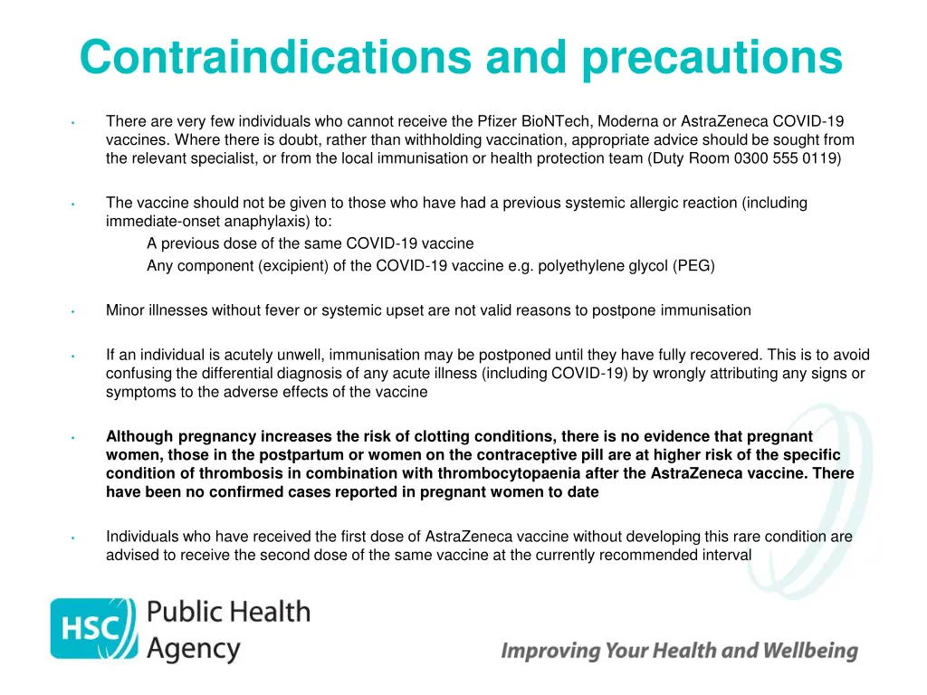 contraindications and precautions