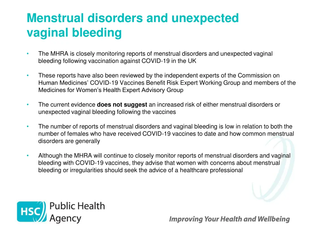 menstrual disorders and unexpected vaginal