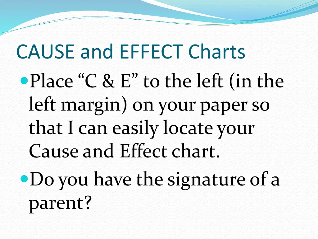 cause and effect charts place c e to the left