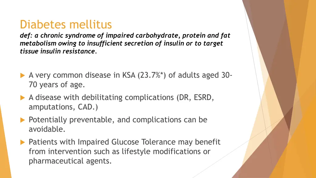 diabetes mellitus def a chronic syndrome