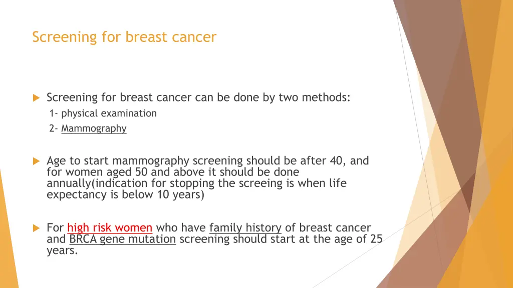 screening for breast cancer