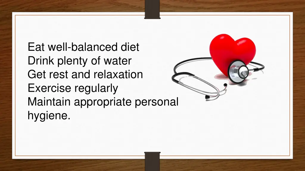 eat well balanced diet drink plenty of water