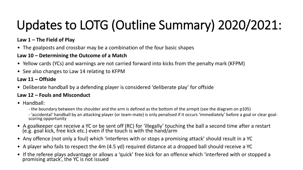 updates to lotg outline summary 2020 2021 updates