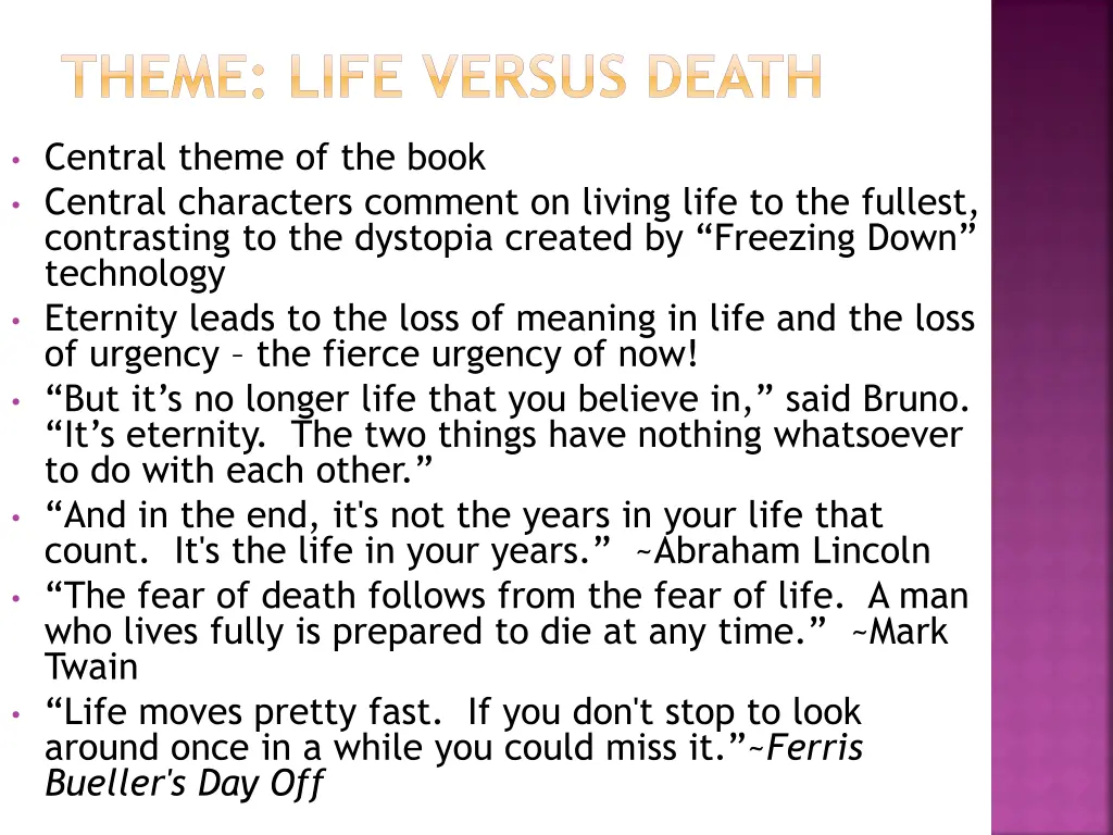 theme life versus death