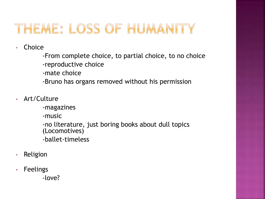 theme loss of humanity