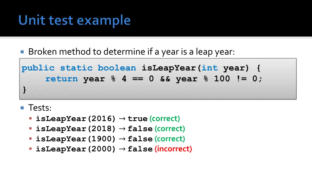 broken method to determine if a year is a leap