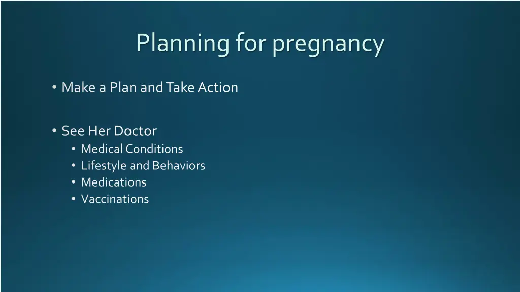 planning for pregnancy