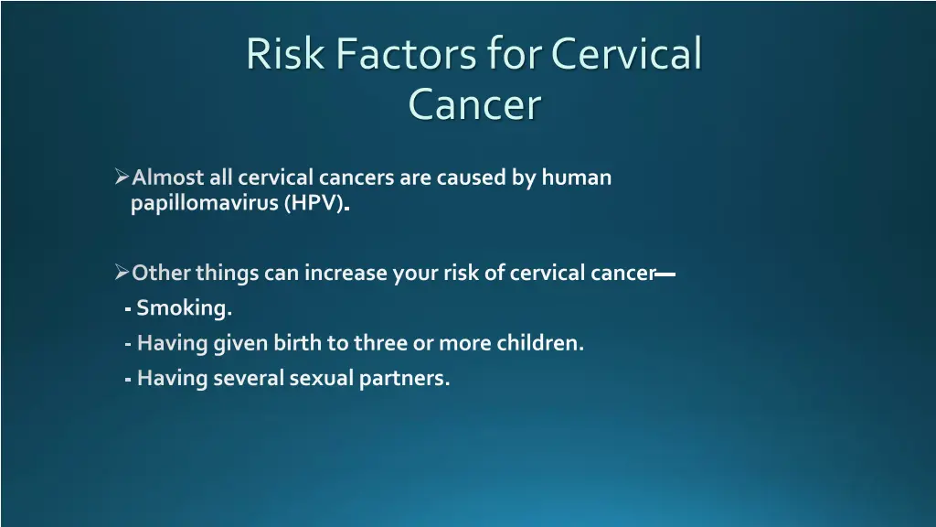 risk factors for cervical cancer