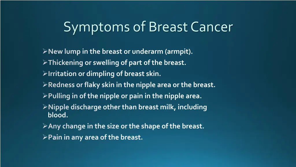 symptoms of breast cancer