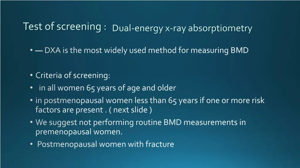 test of screening