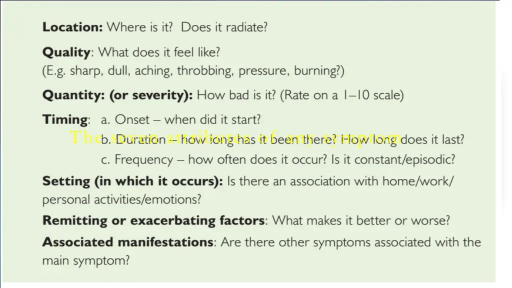 the seven attributes of any symptom