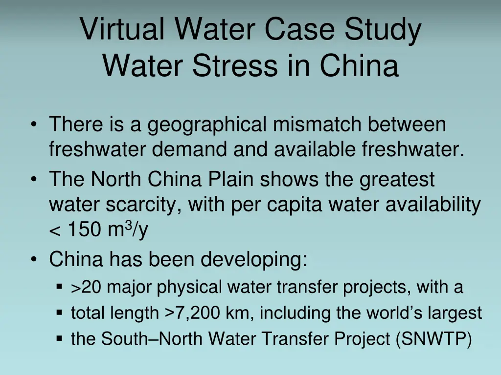 virtual water case study water stress in china