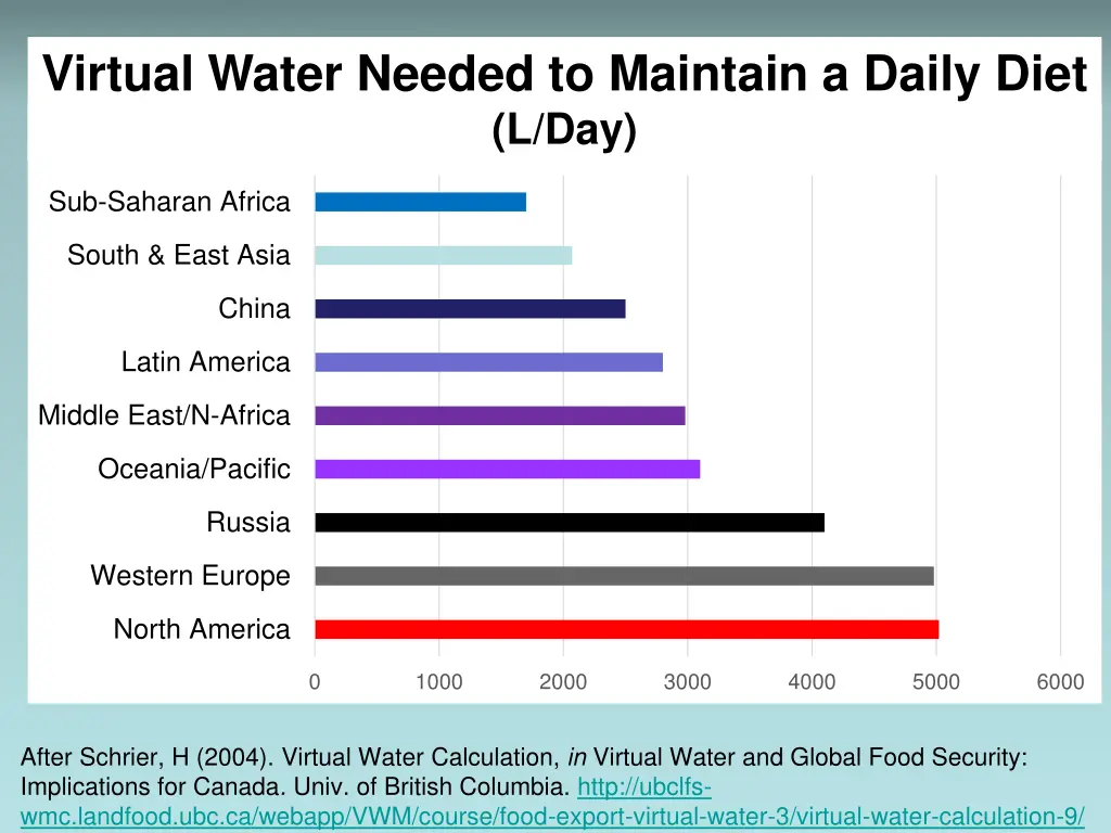 virtual water needed to maintain a daily diet