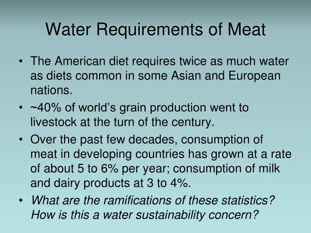 water requirements of meat