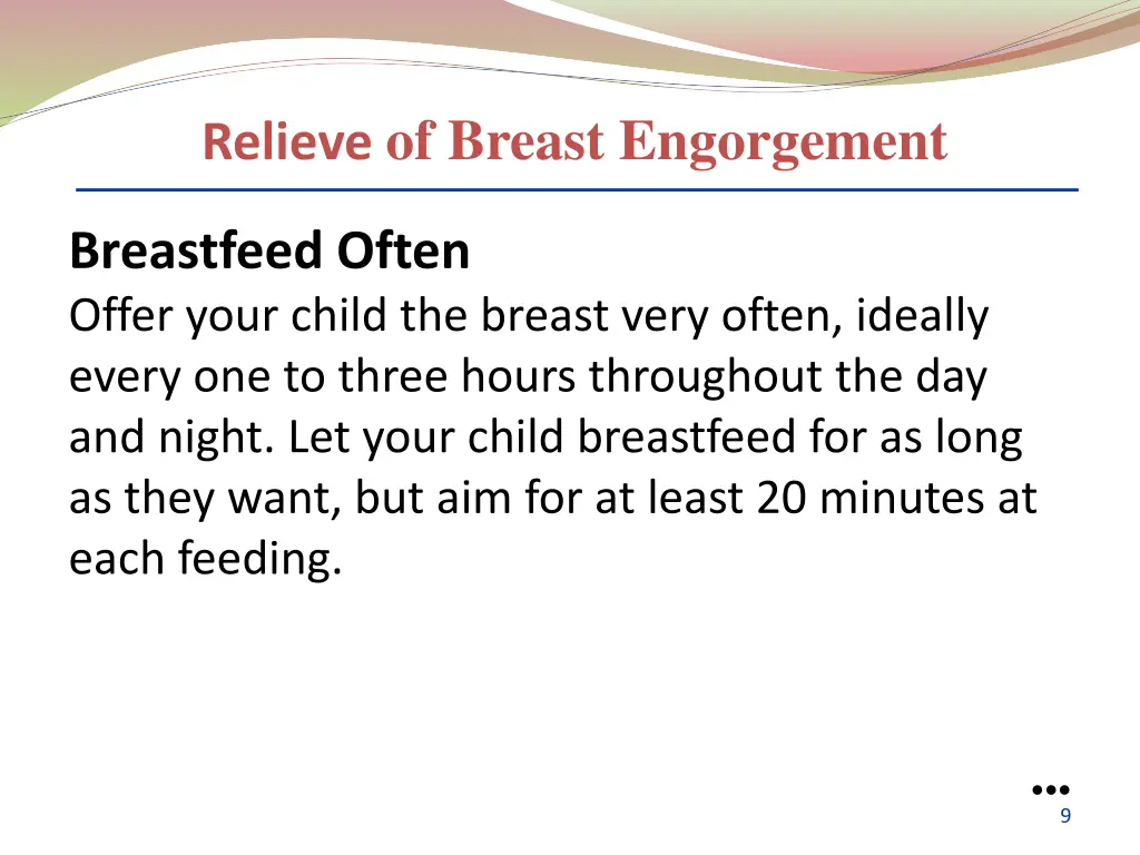 relieve of breast engorgement