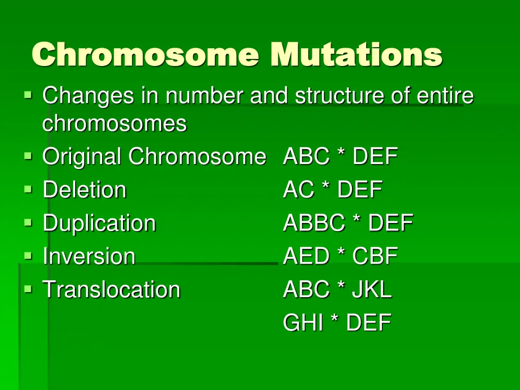 chromosome mutations chromosome mutations changes