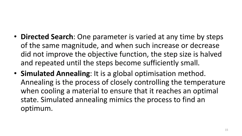 directed search one parameter is varied