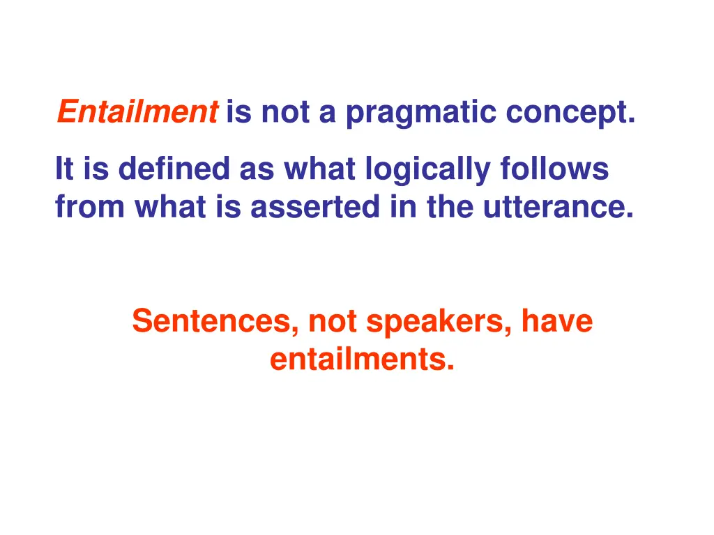 entailment is not a pragmatic concept