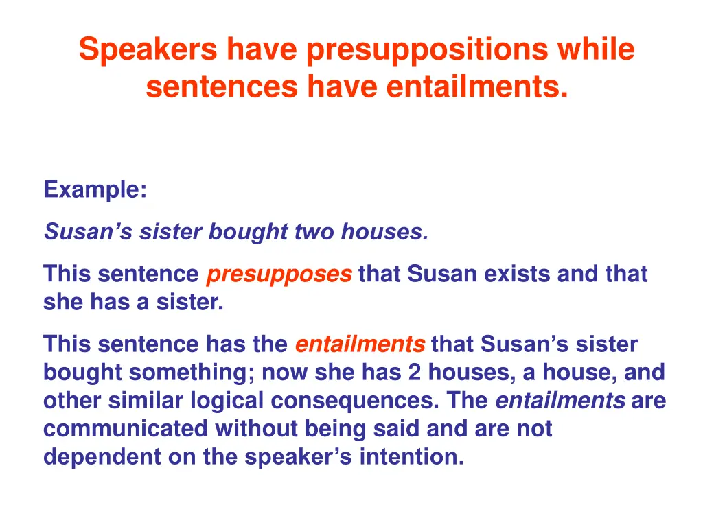 speakers have presuppositions while sentences