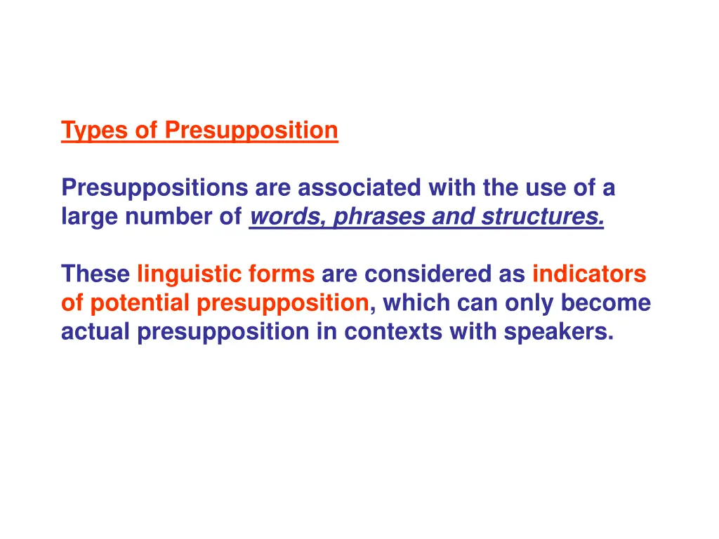 types of presupposition