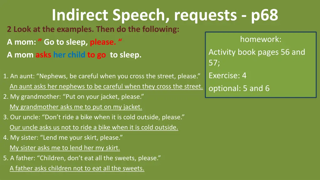 indirect speech requests p68 2 look 1