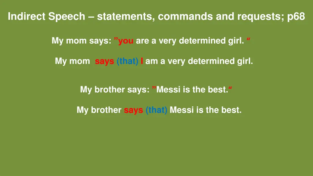 indirect speech statements commands and requests