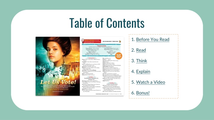 table of contents