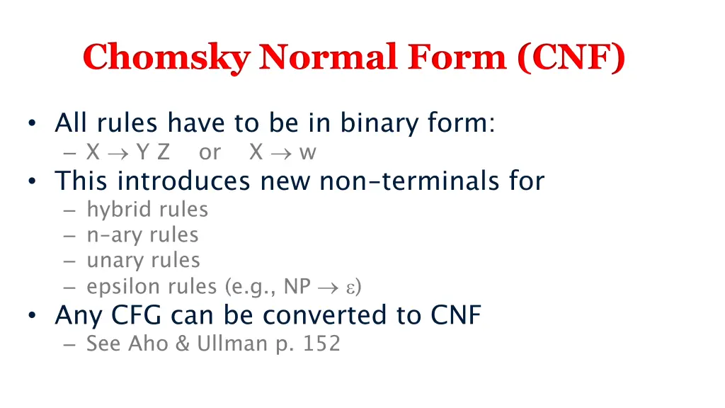 chomsky normal form cnf