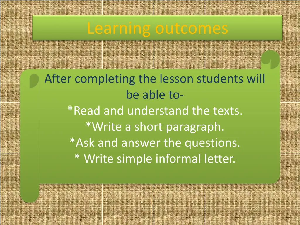 learning outcomes