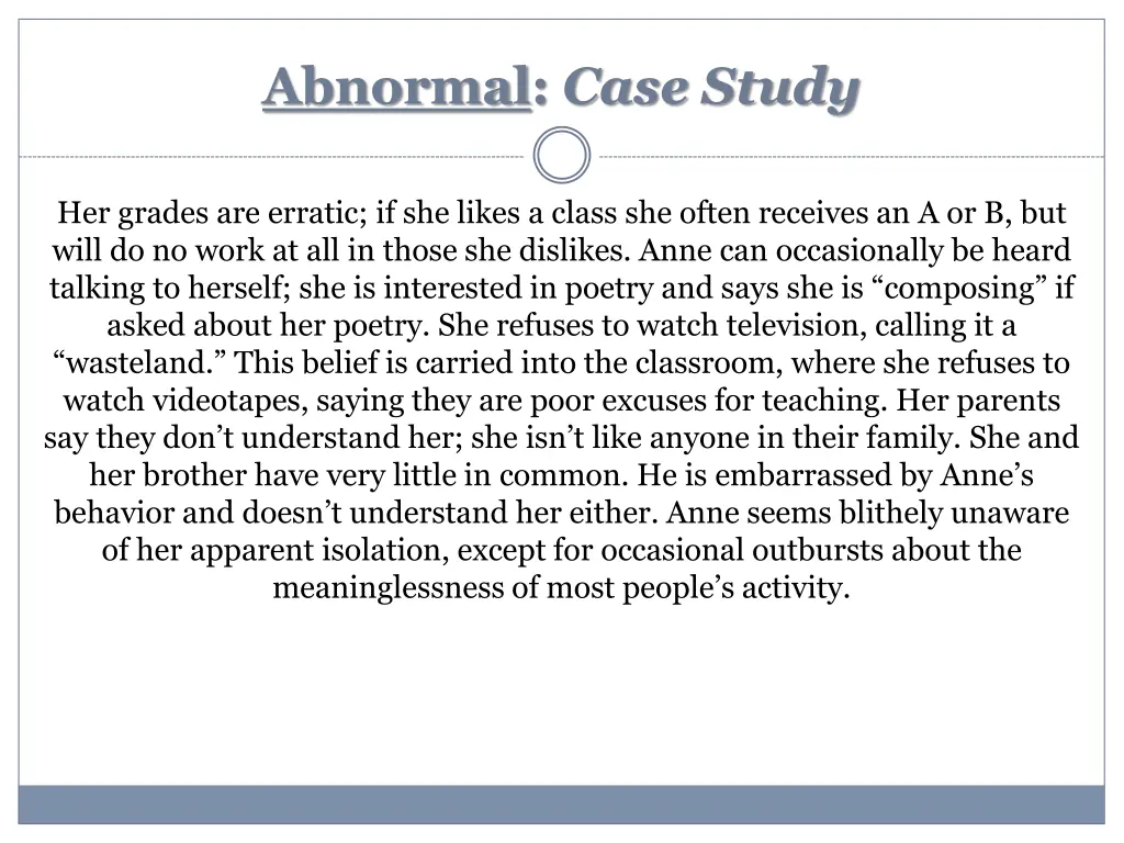 abnormal case study 1