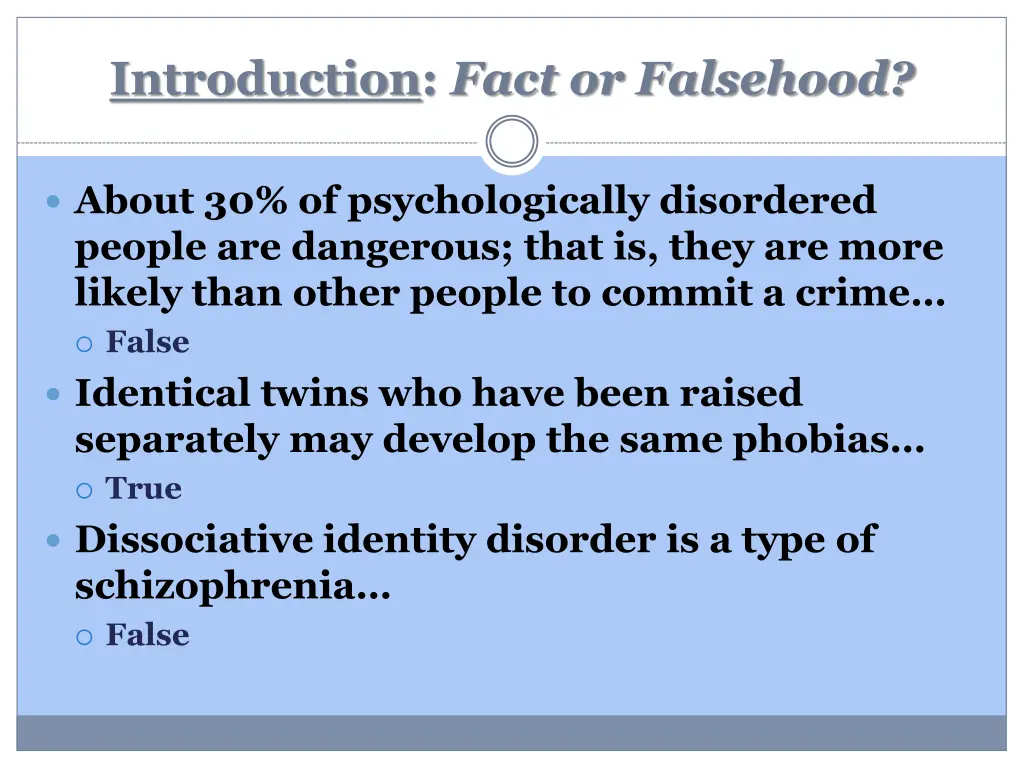 introduction fact or falsehood 1