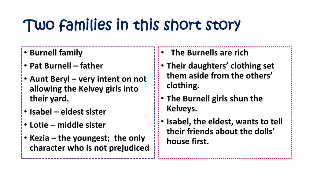 two families in this short story two families