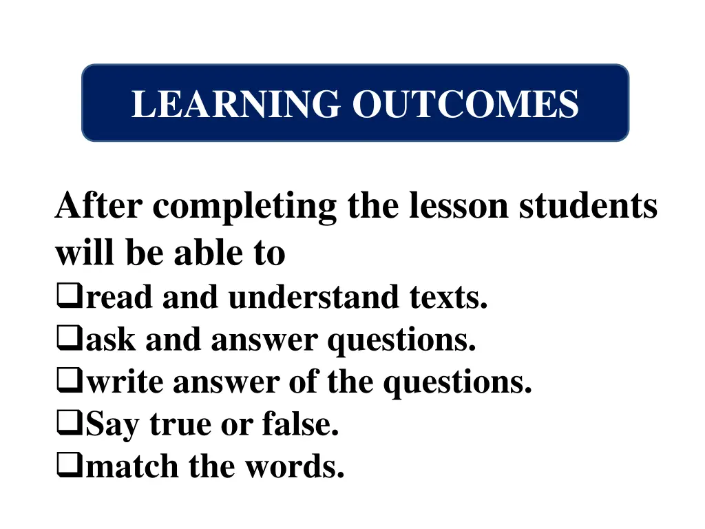 learning outcomes