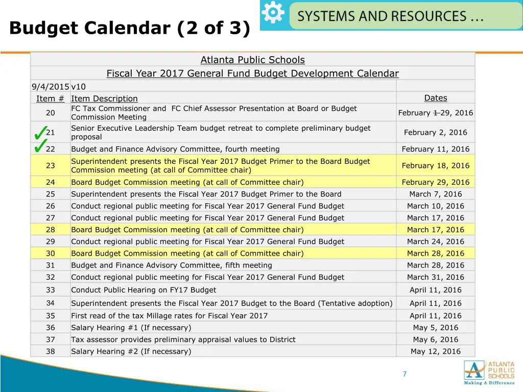 budget calendar 2 of 3