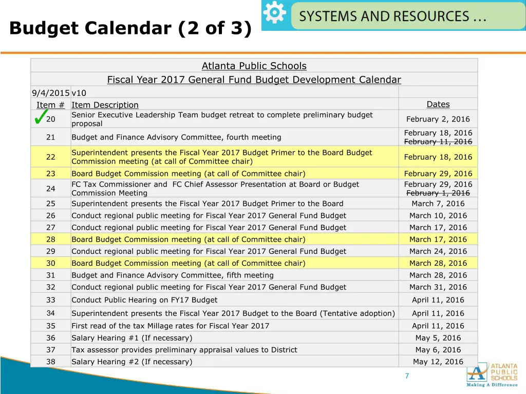 budget calendar 2 of 3