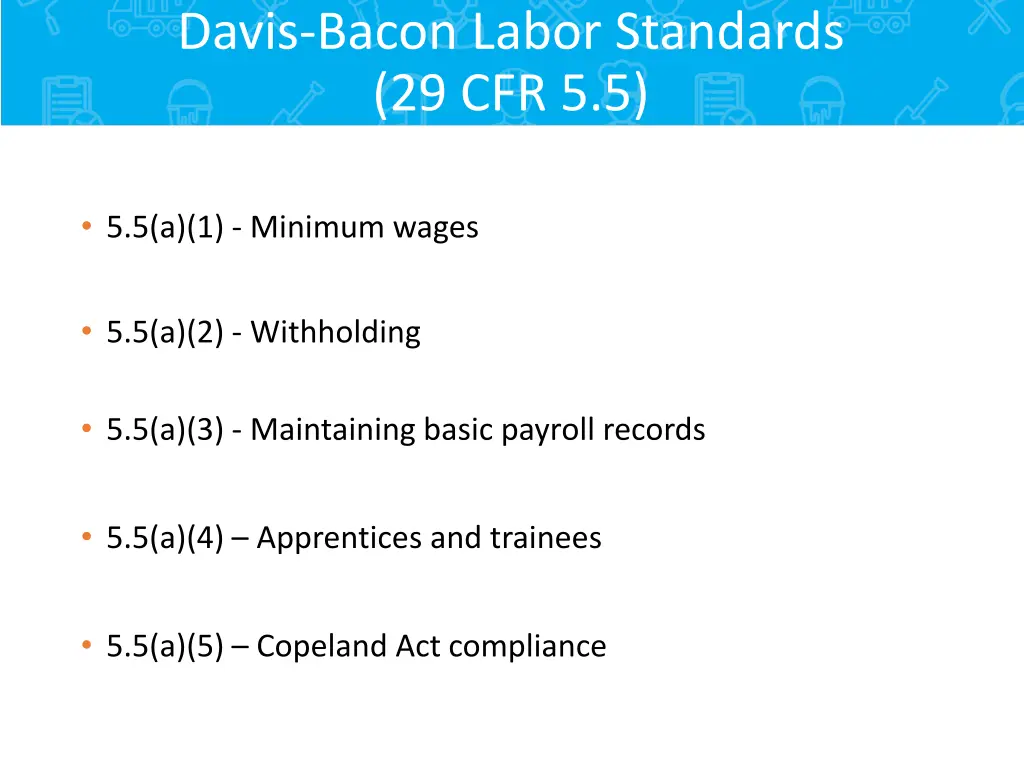 davis bacon labor standards 29 cfr 5 5