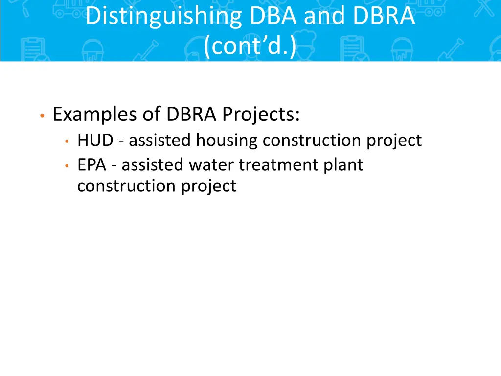 distinguishing dba and dbra cont d