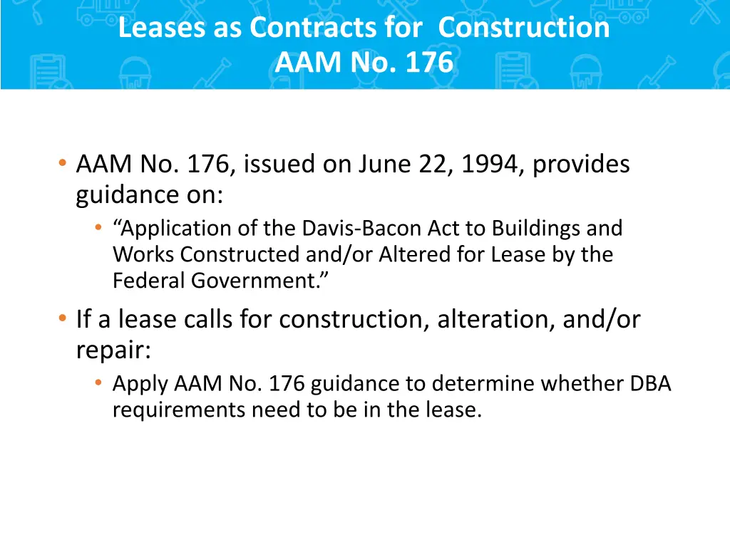 leases as contracts for construction aam no 176