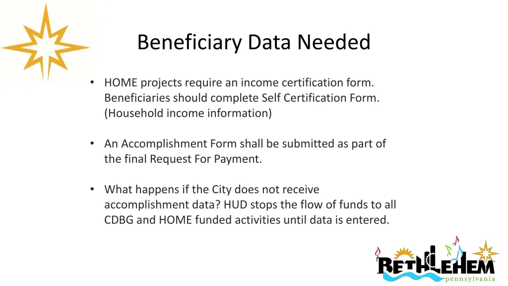 beneficiary data needed