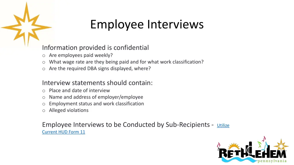 employee interviews