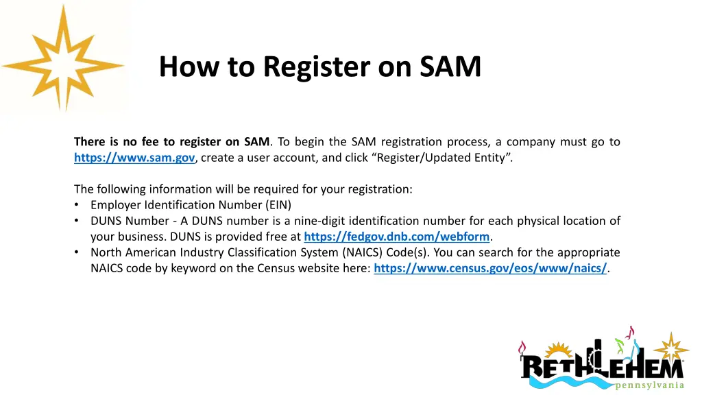 how to register on sam