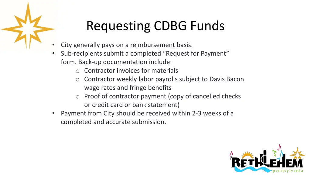 requesting cdbg funds