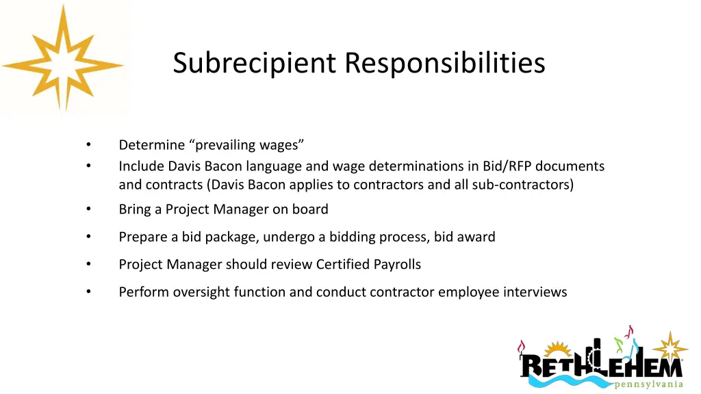 subrecipient responsibilities